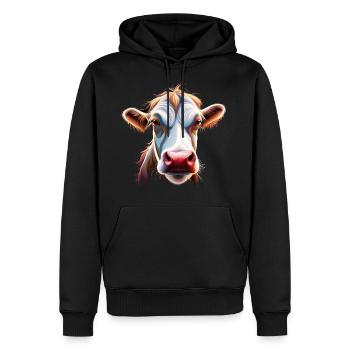 tête de vache tête de vache fermier brun élevage de vaches - Sweat à capuche Premium bio Homme - noir - Devant - Nico (187cm)