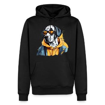 Held Skizze | Dalmatinischer Feuerwehrmann - Männer Premium Bio Hoodie - Schwarz - Vorne - Nico (187cm)