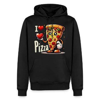 Ich liebe Pizza - Männer Premium Bio Hoodie - Schwarz - Vorne - Nico (187cm)