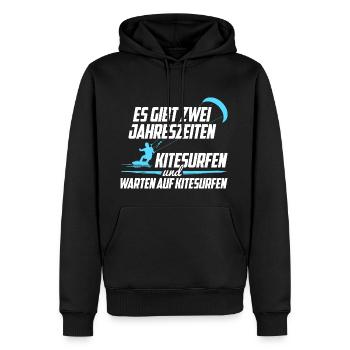 Kitesurfen Jahreszeiten - Männer Premium Bio Hoodie - Schwarz - Vorne - Nico (187cm)