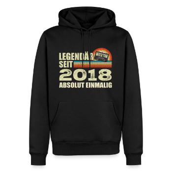 Legendär Seit 2018 - Absolut Einmalig - Männer Premium Bio Hoodie - Schwarz - Vorne - Nico (187cm)