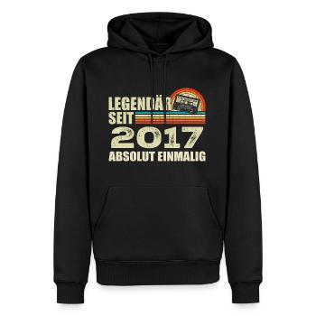 Legendary since 2017 - absolutely unique - Men’s Premium Organic Hoodie - black - Front - Nico (187cm)