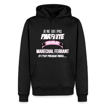 Marechal ferrant cadeau humour - Sweat à capuche Premium bio Homme - noir - Devant - Nico (187cm)