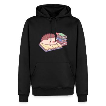 Süßer Igel, der ein Buch liest - Männer Premium Bio Hoodie - Schwarz - Vorne - Nico (187cm)