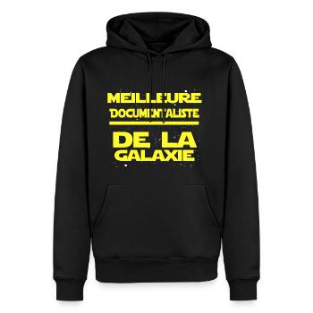 documentaliste - Sweat à capuche Premium bio Homme - noir - Devant - Nico (187cm)