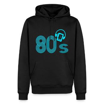 Années 80 - Sweat à capuche Premium bio Homme - noir - Devant - Nico (187cm)