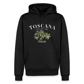 Toscane Italie Huile d’olive - Sweat à capuche Premium bio Homme - noir - Devant - Nico (187cm)