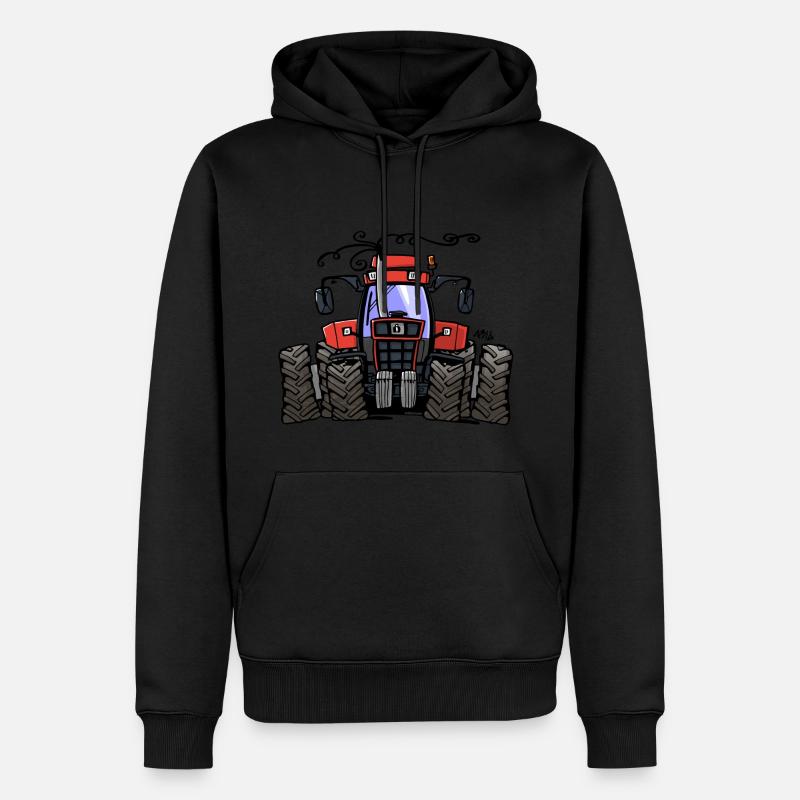 0251 Red tractor 1255 - Männer Premium Bio Hoodie - Schwarz