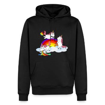 Einhorn Pinkeln Furzen Kotzen - Männer Premium Bio Hoodie - Schwarz - Vorne - Nico (187cm)