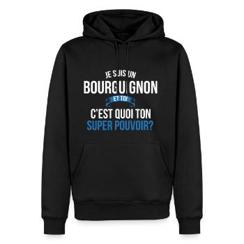 Bourguignon super pouvoir homme - Sweat à capuche Premium bio Homme - noir - Devant - Nico (187cm)