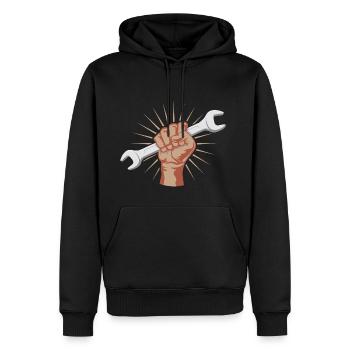 Starker Bastler! Schraubenschluessel Mechaniker - Männer Premium Bio Hoodie - Schwarz - Vorne - Nico (187cm)