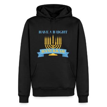Hanoukka, Hanoukka, fête des lumières, cadeau, chemise - Sweat à capuche Premium bio Homme - noir - Devant - Nico (187cm)