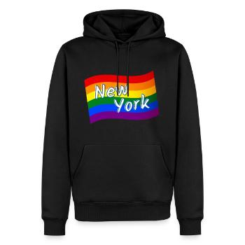 Gay Pride New York drapeau arc-en-ciel LGBT LGBTQ pride - Sweat à capuche Premium bio Homme - noir - Devant - Nico (187cm)