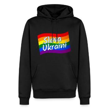 Slava Ukraini Slava Ukraine Rainbow Flag LGBTQ gay - Sweat à capuche Premium bio Homme - noir - Devant - Nico (187cm)