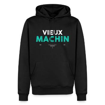 Vieux Machin Humour Anniversaire Homme - Sweat à capuche Premium bio Homme - noir - Devant - Nico (187cm)