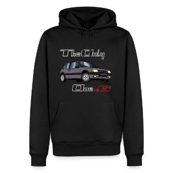 205 1,6 1990 Gris Magnum - Sweat à capuche Premium bio Homme - noir - Devant - Nico (187cm)