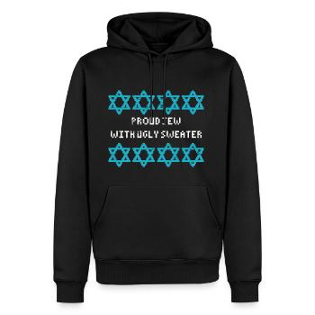Laid Hanoukka, Hanoukka, fête des lumières, cadeau - Sweat à capuche Premium bio Homme - noir - Devant - Nico (187cm)
