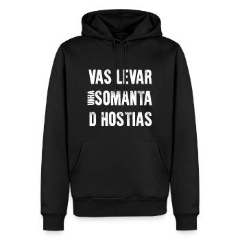 Vous allez levar unha somanta d hôtes blanc - Sweat à capuche Premium bio Homme - noir - Devant - Nico (187cm)