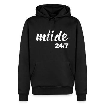 Müde, weiß - Männer Premium Bio Hoodie - Schwarz - Vorne - Nico (187cm)