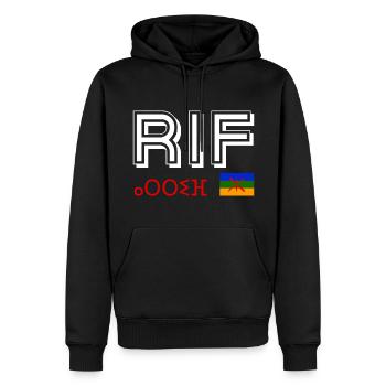 Rif Amazigh Maroc - Sweat à capuche Premium bio Homme - noir - Devant - Nico (187cm)