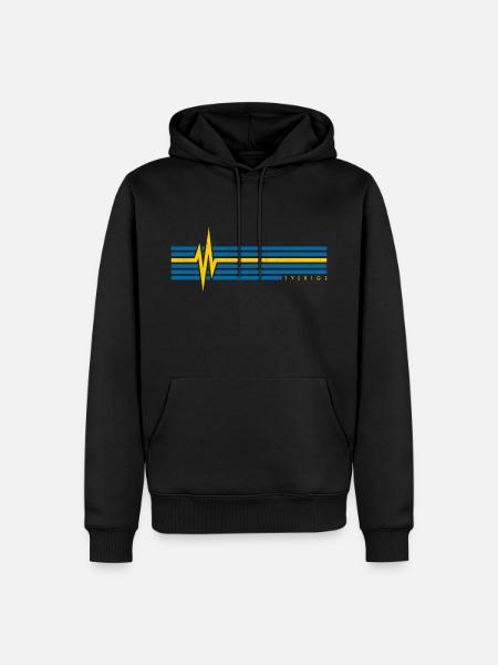 SWEDEN FLAG HEARTBEAT SCANDINAVIA SVERIGE - Men’s Premium Organic Hoodie - black