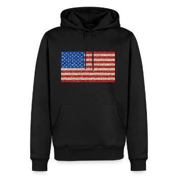 Amerikanische Flagge Fahne USA Patriot Glitzer - Männer Premium Bio Hoodie - Schwarz - Vorne - Nico (187cm)