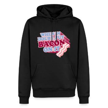 Im Zweifelsfall BACON darauf legen - Männer Premium Bio Hoodie - Schwarz - Vorne - Nico (187cm)