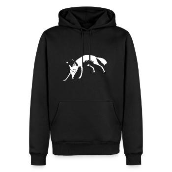 renard blanc no 2 - Sweat à capuche Premium bio Homme - noir - Devant - Nico (187cm)