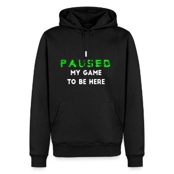 I Paused My Game to be Here Gamer - Männer Premium Bio Hoodie - Schwarz - Vorne - Nico (187cm)