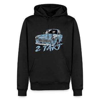  601 Gletscherblau - Männer Premium Bio Hoodie - Schwarz - Vorne - Nico (187cm)