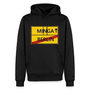 Minga Munich city sign gift gift idea - Men’s Premium Organic Hoodie - black - Front - Nico (187cm)