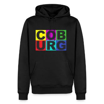 COBURG bunt - Männer Premium Bio Hoodie - Schwarz - Vorne - Nico (187cm)