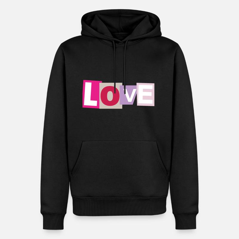 Liebe - Männer Premium Bio Hoodie - Schwarz