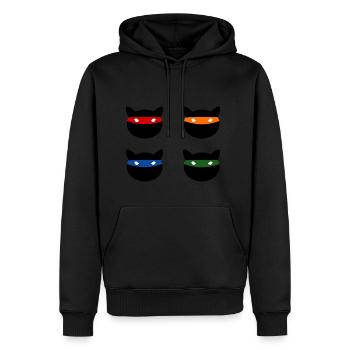 Ninja Katzen - Männer Premium Bio Hoodie - Schwarz - Vorne - Nico (187cm)