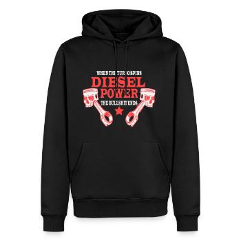 Diesel Power Wenn der Turbo dreht. Tuning Shirt - Männer Premium Bio Hoodie - Schwarz - Vorne - Nico (187cm)