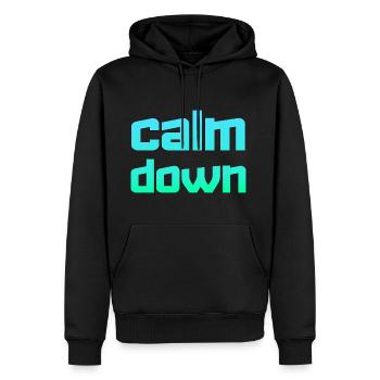 Détente et détente. Calme-toi - Sweat à capuche Premium bio Homme - noir - Devant - Nico (187cm)