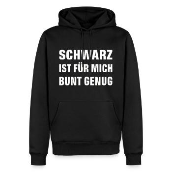 SCHWARZ IST FÜR MICH BUNT GENUG - Männer Premium Bio Hoodie - Schwarz - Vorne - Nico (187cm)