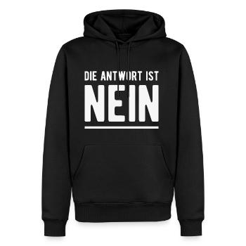 Die Antwort ist NEIN! - Männer Premium Bio Hoodie - Schwarz - Vorne - Nico (187cm)