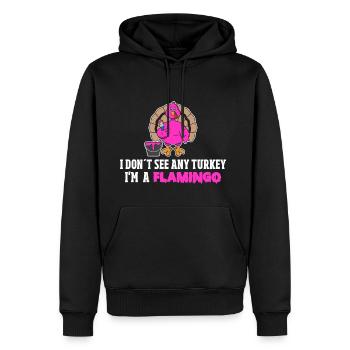 Thanksgiving Pink Turkey Hiding As Flamingo Gift - Men’s Premium Organic Hoodie - black - Front - Nico (187cm)