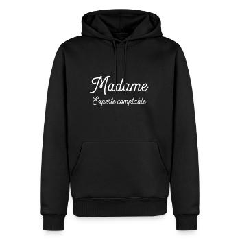 Madame Experte comptable cadeau - Sweat à capuche Premium bio Homme - noir - Devant - Nico (187cm)