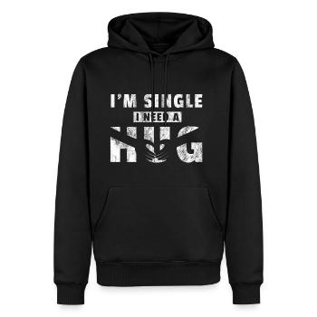 Je suis un homme célibataire - Sweat à capuche Premium bio Homme - noir - Devant - Nico (187cm)