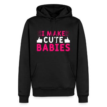 Je fais de mignons bébés - Sweat à capuche Premium bio Homme - noir - Devant - Nico (187cm)
