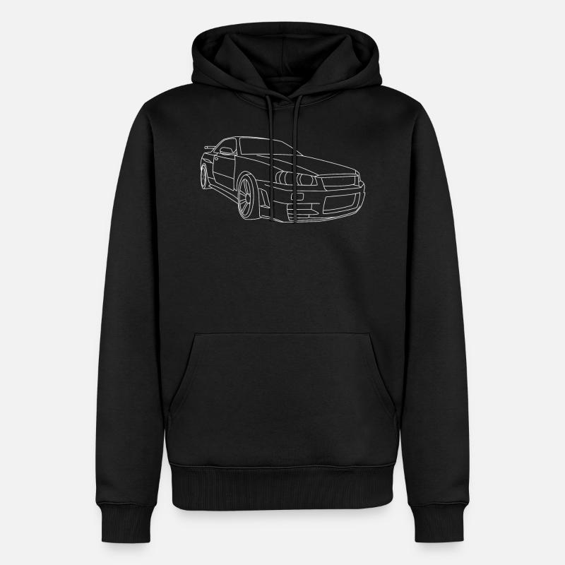 Skyline R34 illustration - Sweat à capuche Premium bio Homme - noir