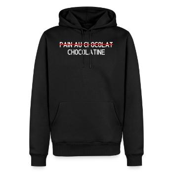 tee shirt chocolatine pain au chocolat chocolatine - Sweat à capuche Premium bio Homme - noir - Devant - Nico (187cm)