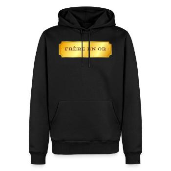 Frère en or. Meilleur frère du monde - Sweat à capuche Premium bio Homme - noir - Devant - Nico (187cm)