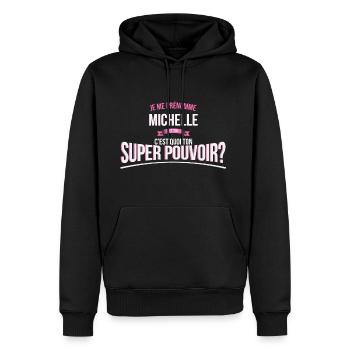 Michelle super pouvoir cadeau - Sweat à capuche Premium bio Homme - noir - Devant - Nico (187cm)