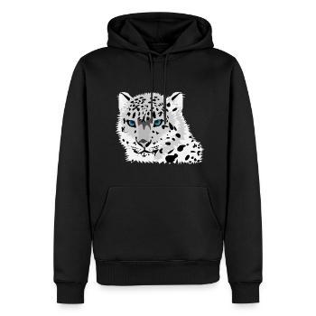 Schneeleopard - Männer Premium Bio Hoodie - Schwarz - Vorne - Nico (187cm)