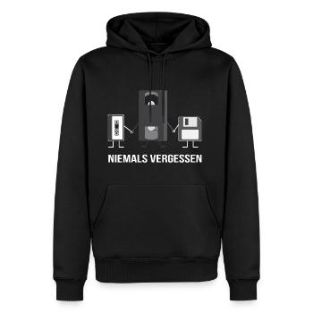 90er T-Shirt 2018 - Neunziger Motiv Retro - Männer Premium Bio Hoodie - Schwarz - Vorne - Nico (187cm)