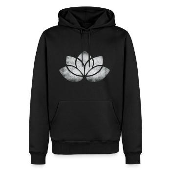 yoga fleur de lotus argent - Sweat à capuche Premium bio Homme - noir - Devant - Nico (187cm)