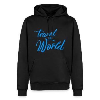 Voyage dans le monde - Sweat à capuche Premium bio Homme - noir - Devant - Nico (187cm)